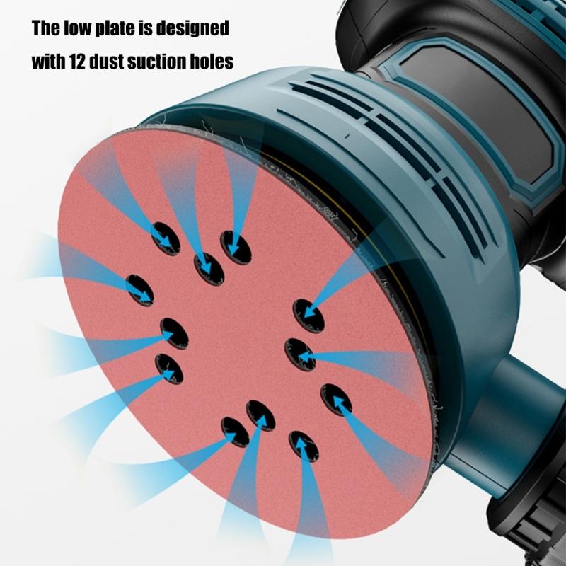 Quiet 6 Speed Grinder with Ergonomic Grip 5Inch Random Orbital Sander for DIY Projects and Professional Polishing Tasks