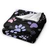 Dog Paw Print and Bone Flannel Blankets Autumn Warm Soft Throw Blanket for Children Bedroom Funny Bedspread Sofa Bed Cover