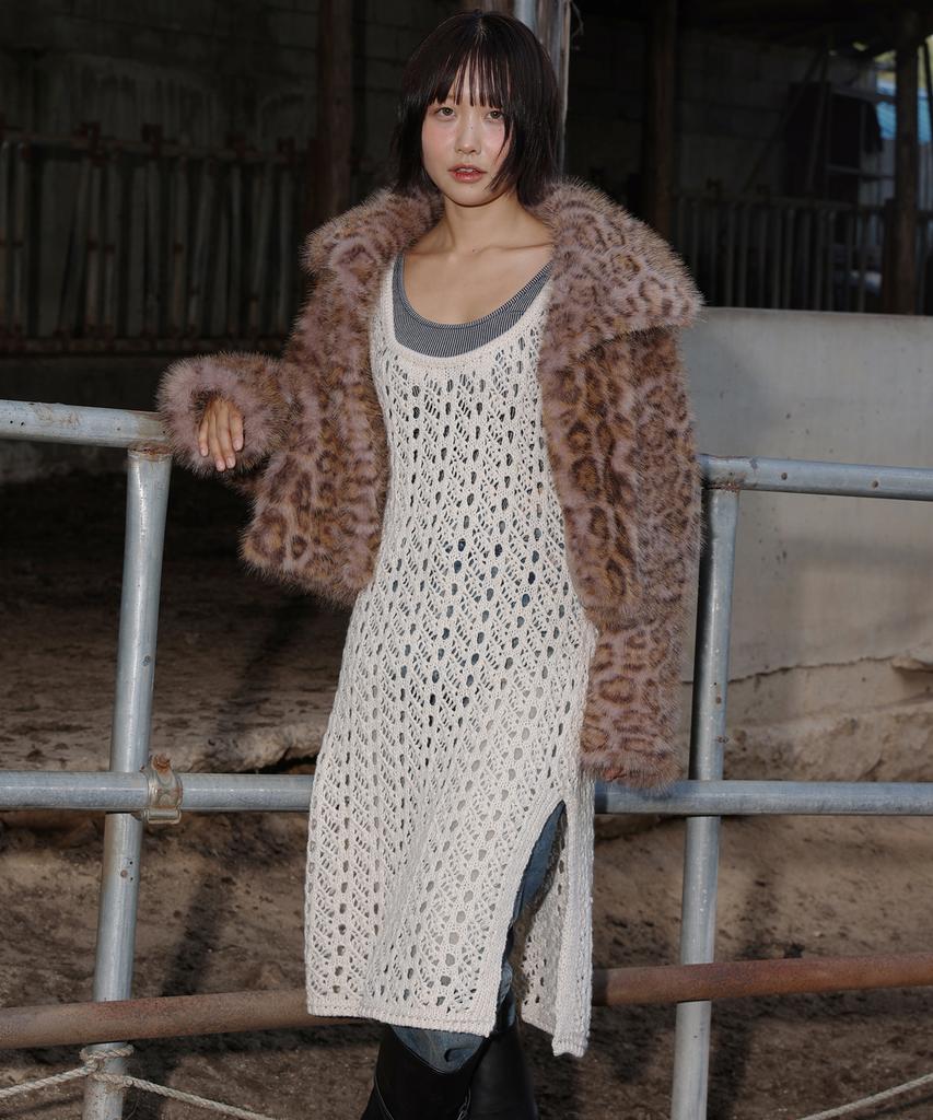 Naked Surf Club Net Knit Dress (Beige)