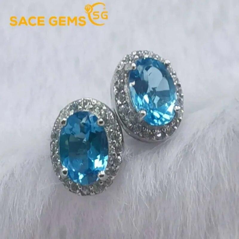 

Женские серьги SACEGEMS из стерлингового серебра 925 пробы, 4*6 мм, серьги-гвоздики с натуральным швейцарским синим топазом, ювелирные изделия для помолвки, коктейлей и вечеринок синий