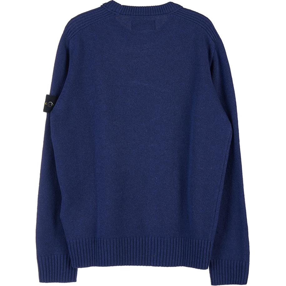 Stone Island Solid Color Logo Long Sleeve Crew Neck Sweater Kids sweater Blue 7516506A1-V0027