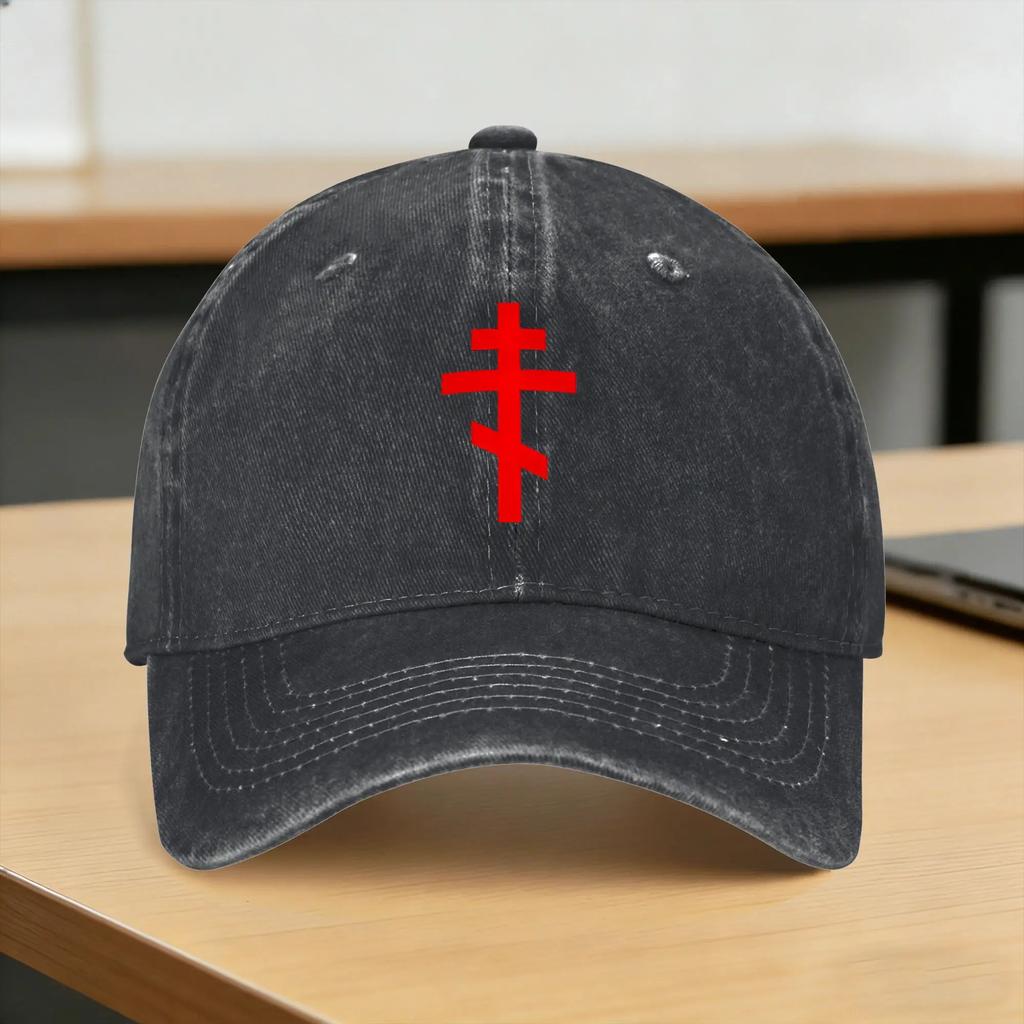 Summer Russian Orthodox Cross Baseball Cap Sun Breathable Washed Trucker Hat Unisex-Teens Trendy Outdoor Gym Snapback Cap