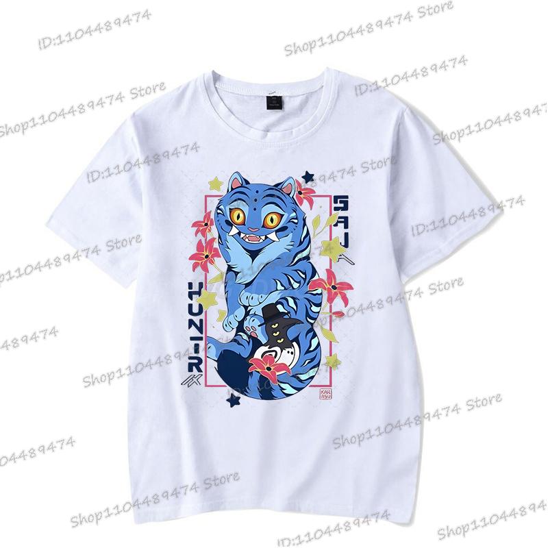 Summer New KPop Demon Hunters T-shirts Vintage Korean Ulzzang Anime Rumi Tiger Saja Boys Tshirts Hip Hop Streetwear Teenage