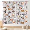Cat Curta, Cartoon Cute Lovely Kitten Kawaii Cat Pets Funny Animals Gray Blackout Window Drapery Treatments For Living Room