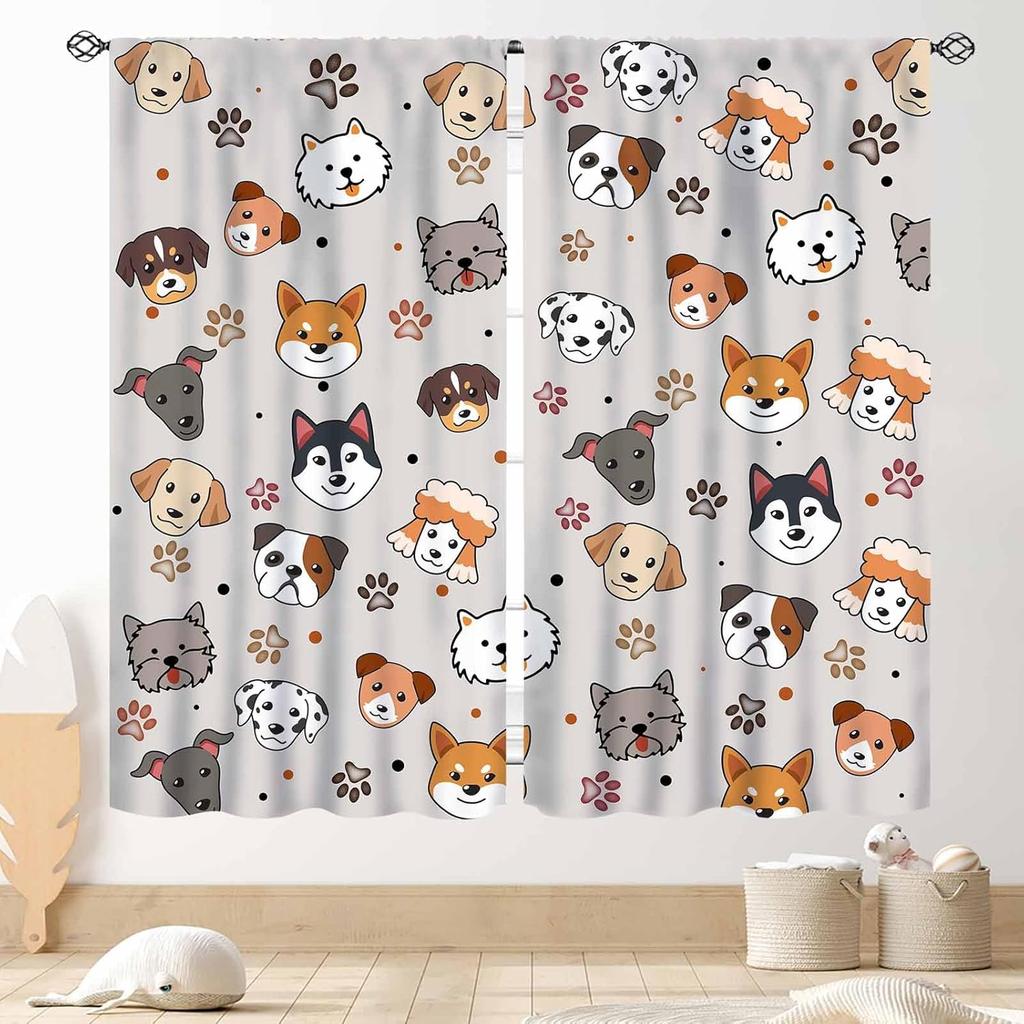 Cat Curta, Cartoon Cute Lovely Kitten Kawaii Cat Pets Funny Animals Gray Blackout Window Drapery Treatments For Living Room