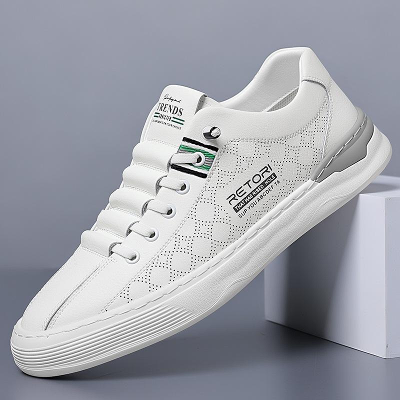 

Summer hollow breathable little white shoes men s shoes casual leather shoes lazy one pedal youth driving shoes 2025 38 белый