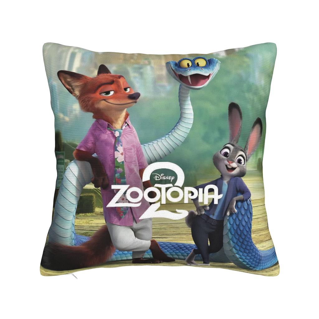 Zootopia 2 Animated Film Square Pillow Cases Buddy Cop Comedy Cushion Covers Creative Zipper Decor Pillowcase for Sofa 45*45cm