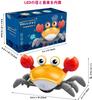 Moving Crab Toy for Kids, Electronic Music Crawling Crab, Automatically Avoids Obstacles, with LED Lights, USB Rechargeable, for Boys and Girls