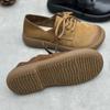 Johnature Genuine Leather Women's Shoes Retro Round Toe Soft Soled Lace Up Versatile Shoes
