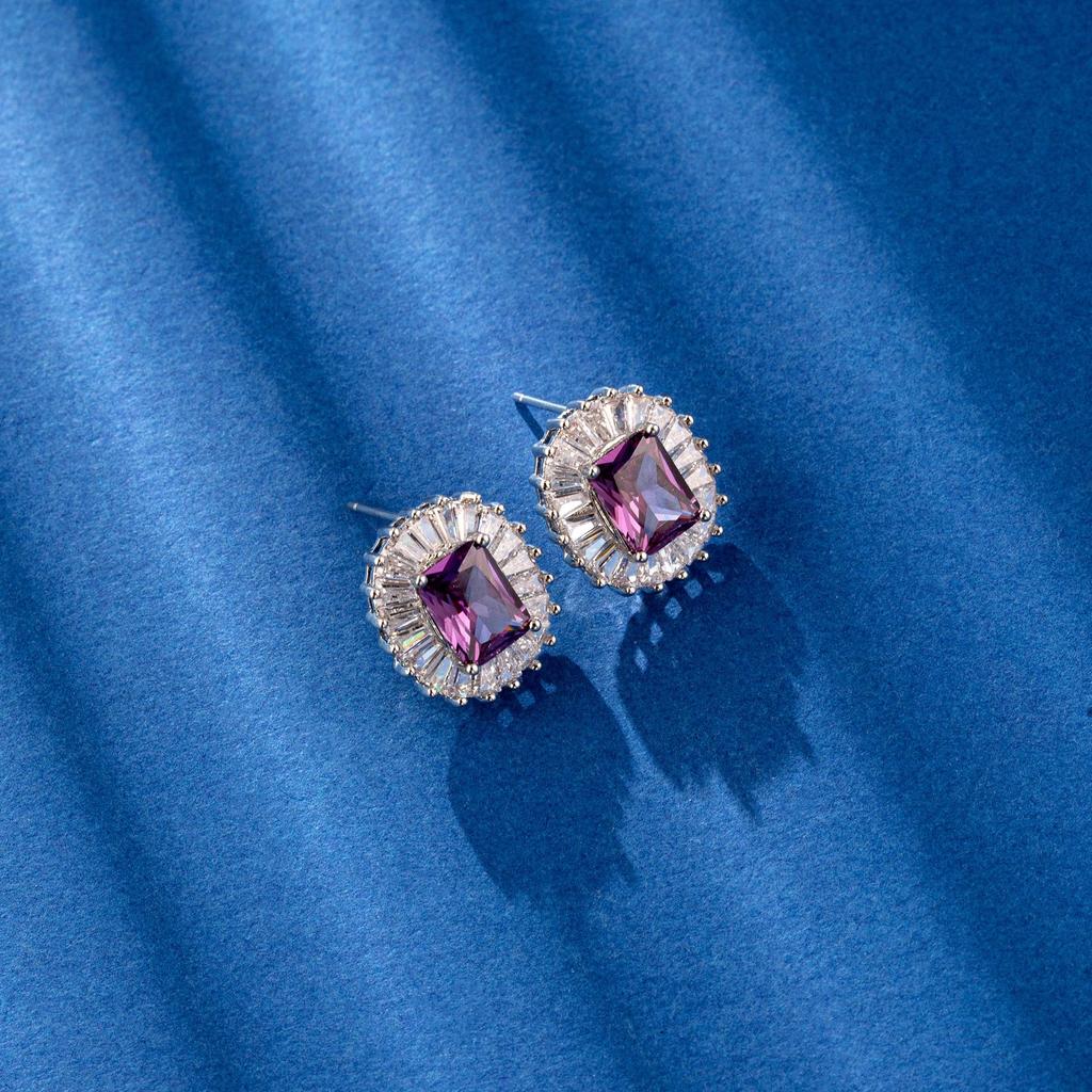 S925 Zircon Cube Stud Earrings: Luxurious, Trendy, Classic Ear Jewelry