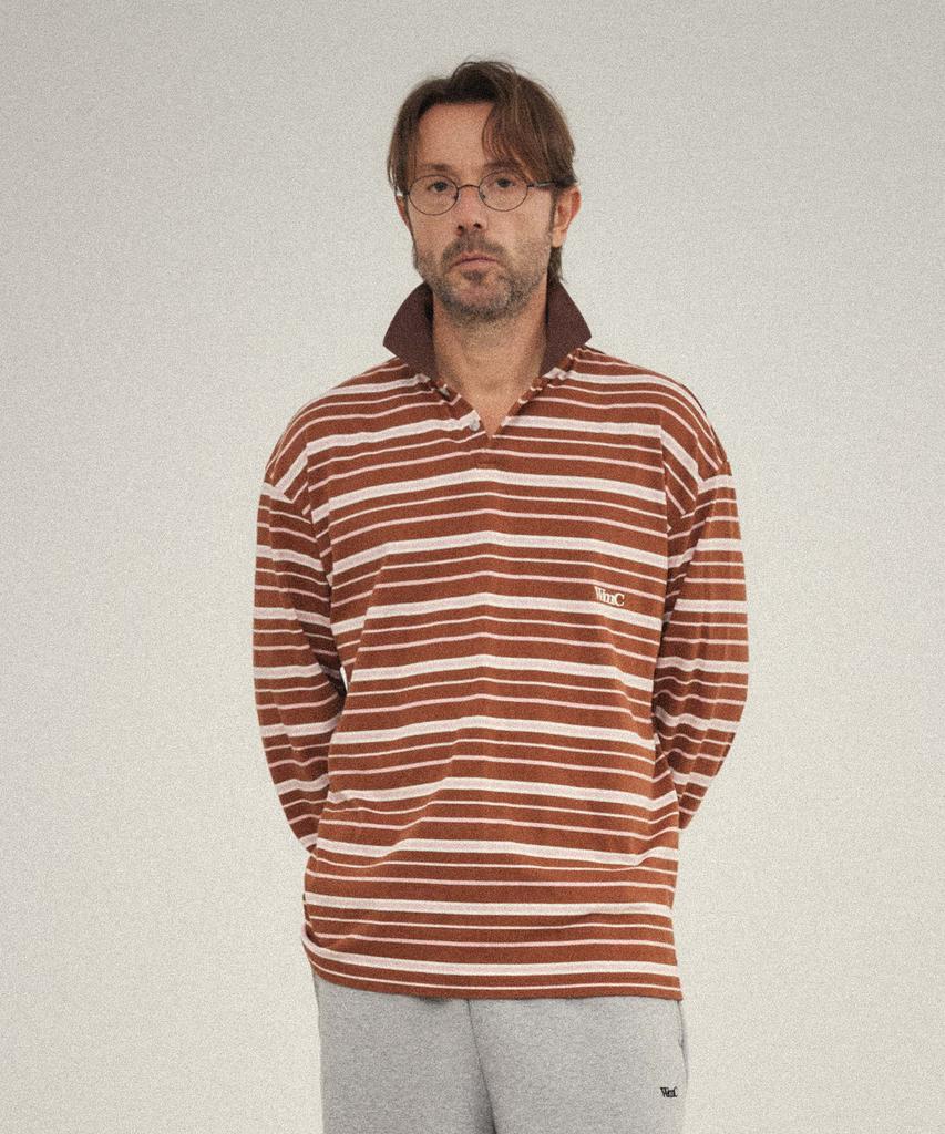 WMC Striped Collared Rugby Tee_Brown