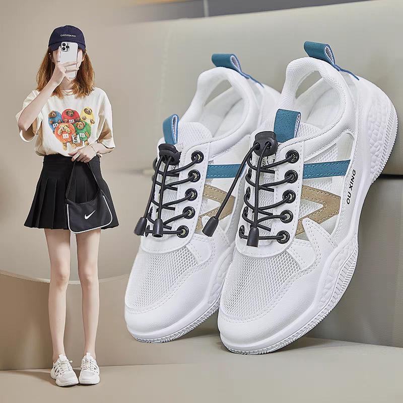 

Sports sandals women s 2025 summer new hollow mesh shoes breathable mesh white shoes versatile soft sole bag head women s shoes 40 синий