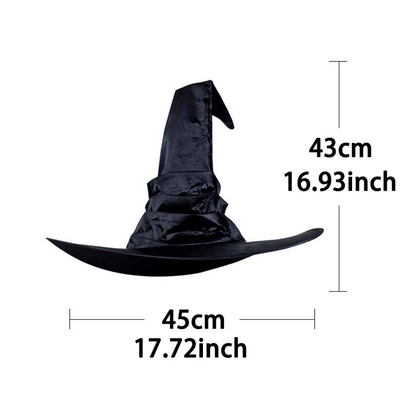 WTEMPO 1PC Black Halloween Pleated Hat Creative Solid Color Party Club Masquerade Ball Curved Hat