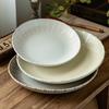 Delicate Ruffled Ceramic Large Plate Tableware Plate Retro Style Round Plate Relief Home Vegetable Plate Restaurant Deep Plate
