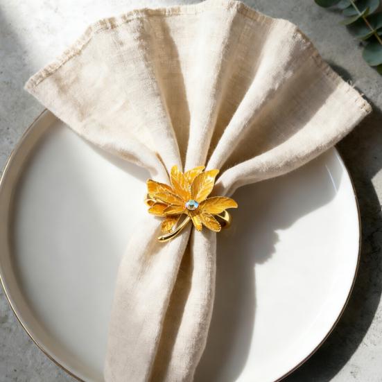 5 Pcs Napkin Rings Maple Leaf Design Napkin Holders Anti-Oxidation Decorative