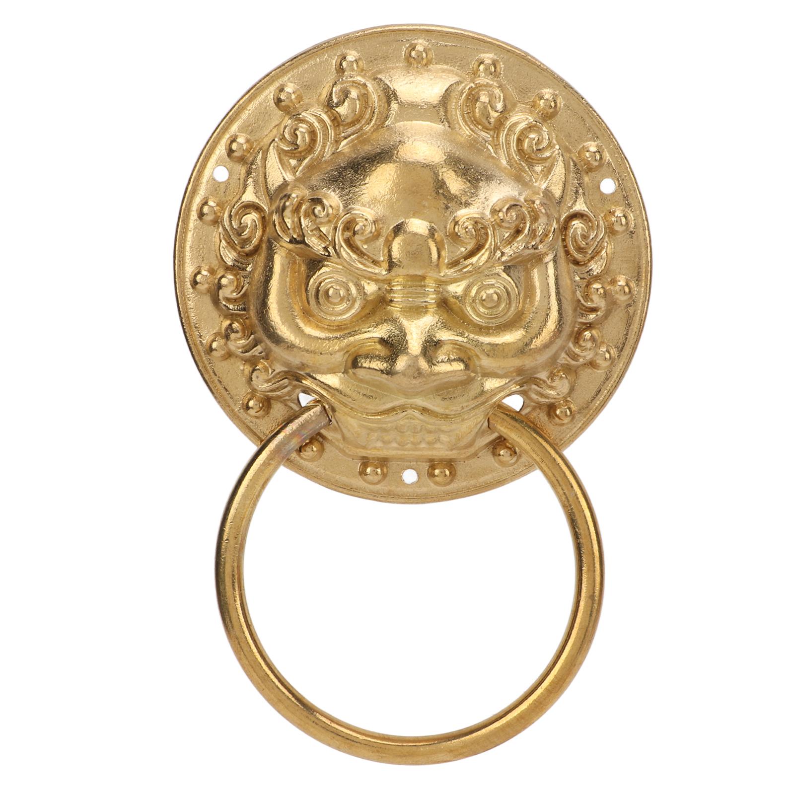 

Дверной молоток в китайском стиле, модель в виде головы животного, из состаренной латуни, простая установка, коррозия