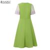 ZANZEA Damen Freizeitkleid mit Druck-Patchwork, Sommer, Kurzarm