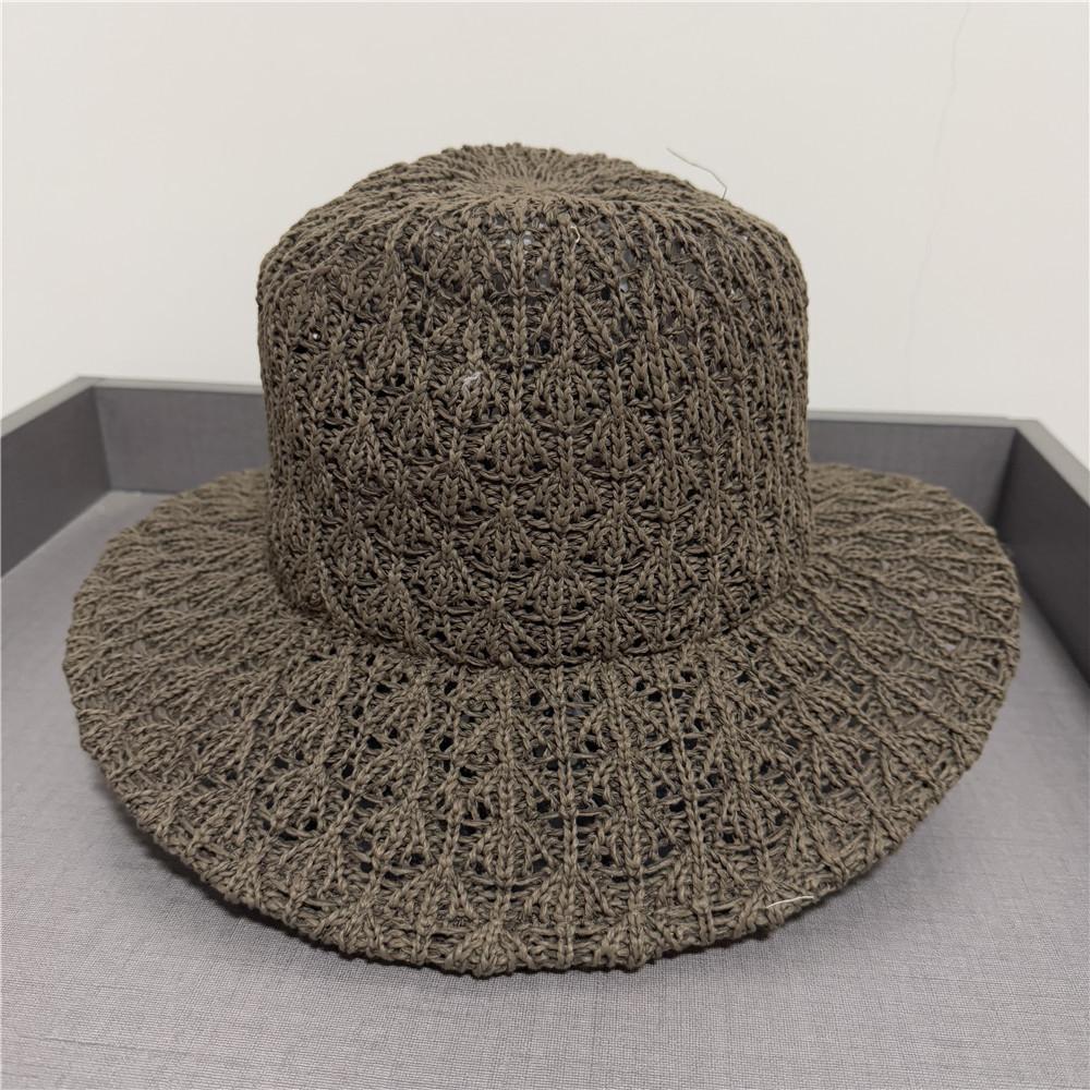 

Вязаная сетчатая шляпа-ведро с широкими полями, повседневная солнцезащитная шляпа-панама, женская модная дышащая шляпа от солнца для женщин Adult average size серый