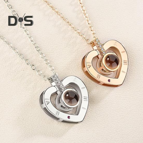 Picture Necklace Personalized Photo Projection Necklace Memorial Valentine's Day Birthday Gifts for Wife Girlfriend