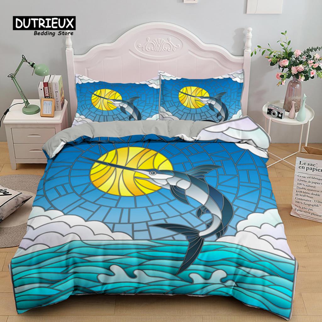 Multicolored Glass Shards Abstract Animals Bedding Set Polyester Psychedelic Geometric Duvet Cover King Queen For Kid Adult Gift