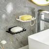 Hot Soap Box Wall Mounted Drainage Shelf For Home Use No Punching High-end Bathroom Soap Dish Rack Hooks For High-end Bathrooms