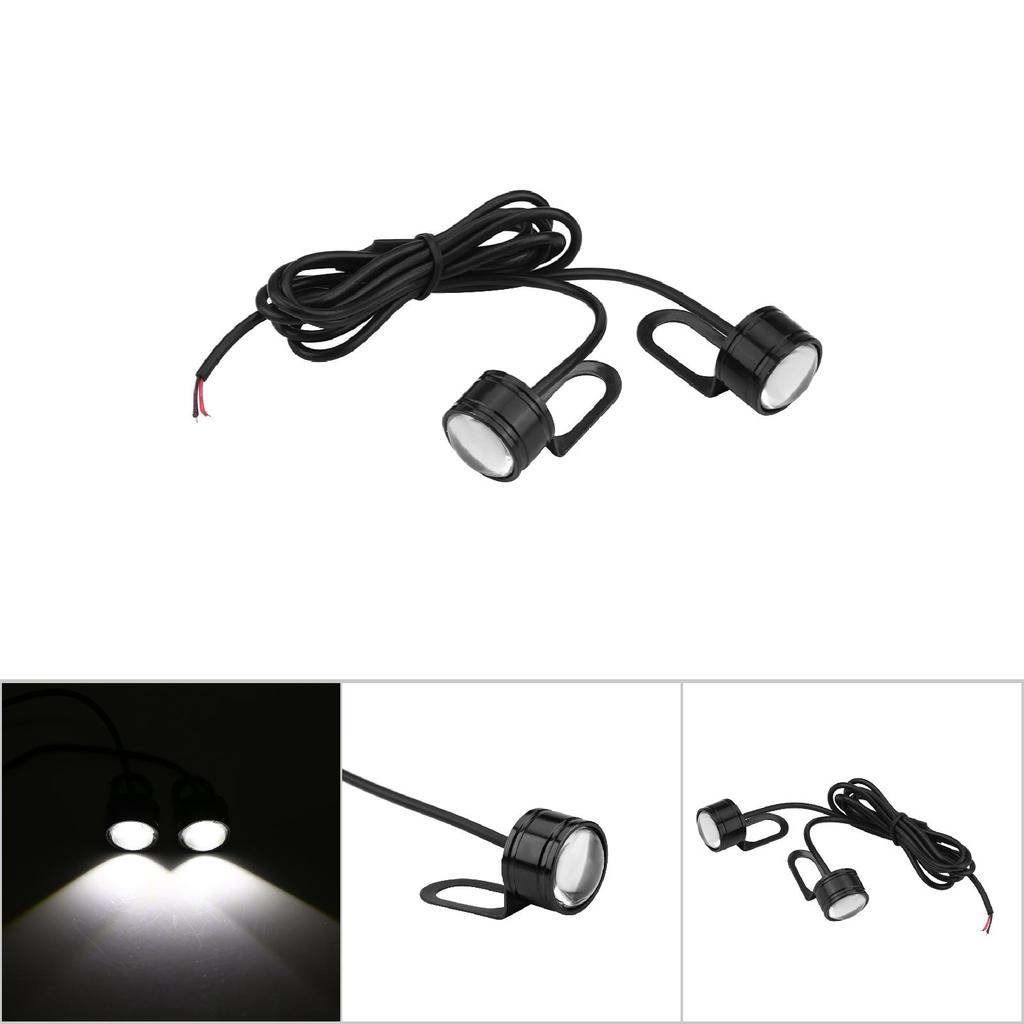 2pcs Universal LED Motorcycle Handlebar Rear Mirror Light DRL Driving Fog Lamp White