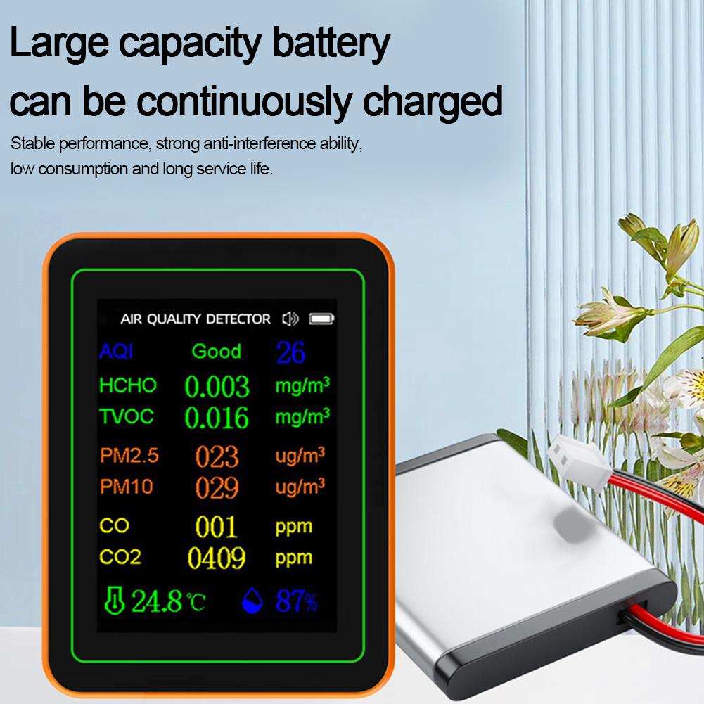 10 in 1 Air Quality Detector CO2 Meter 2.8 Inch TFT Display Carbon Dioxide Detector Formaldehyde CO2 Detector for Indoor/Outdoor