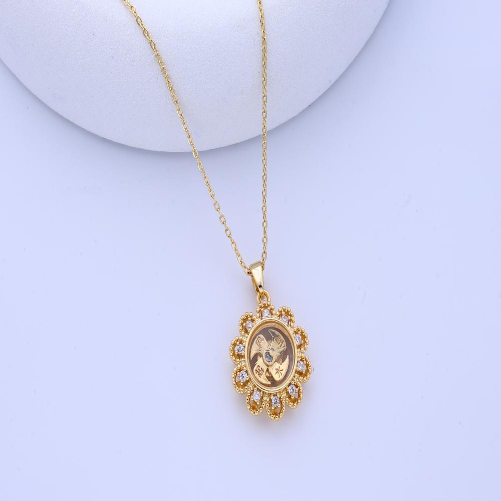 New vintage-inspired diamond-inlaid rotating necklace, unisex design