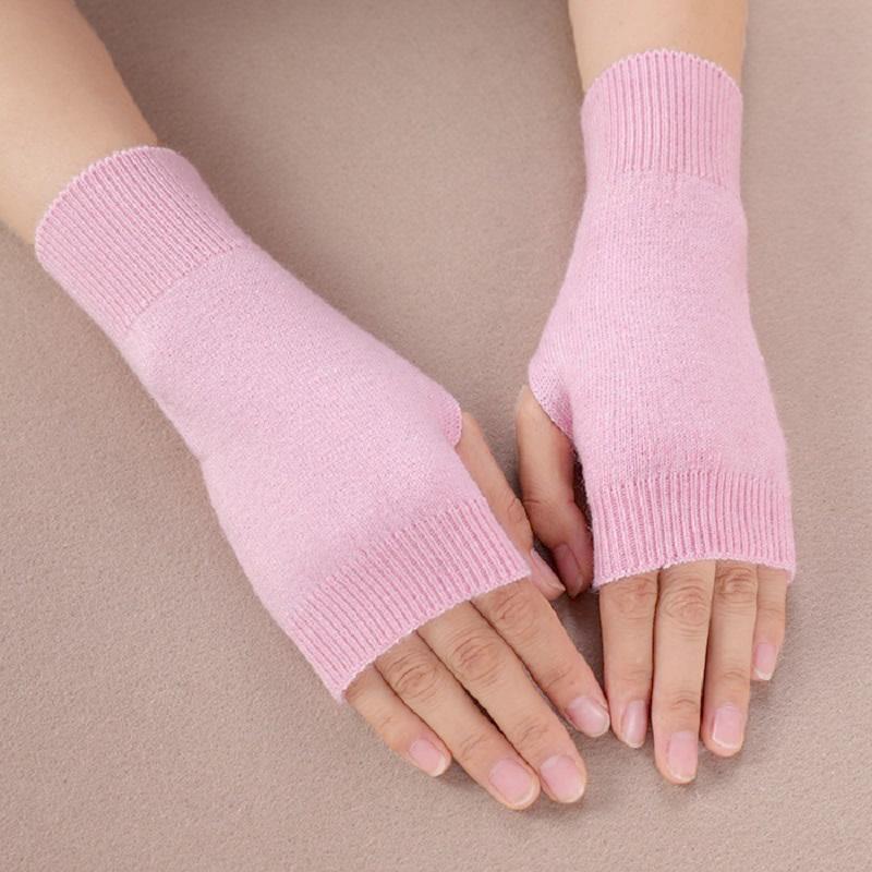 Wollhandschuh für Damen Winter Gestrickt Fingerlos Warm Weich Uni Dehnbar Halbfingerhandschuh Dame Elastisch Kurz Kaschmir Cosplay Handschuhe