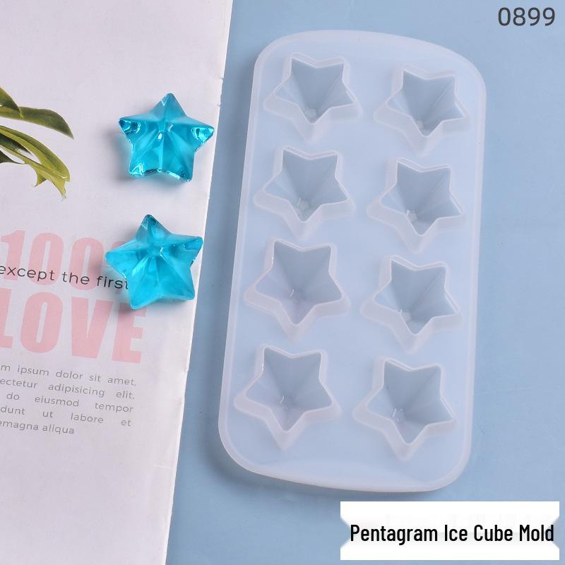 Poppy DIY Star-Shaped Crystal Resin Mold - 3D Translucent Silicone for Desk Ornament Crafting, 8 Cavities.