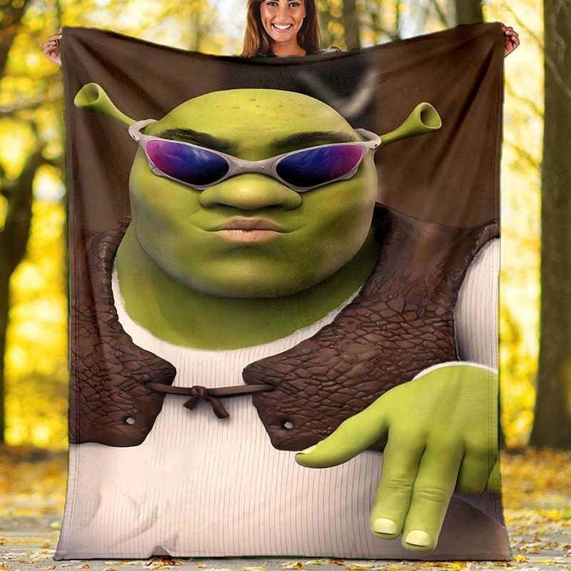 Coperta Stampata a Tema Shrek - Perfetta per Divano, Letto, Viaggio e Uso all'Aperto | Lavabile in Lavatrice, Accogliente e Durevole.