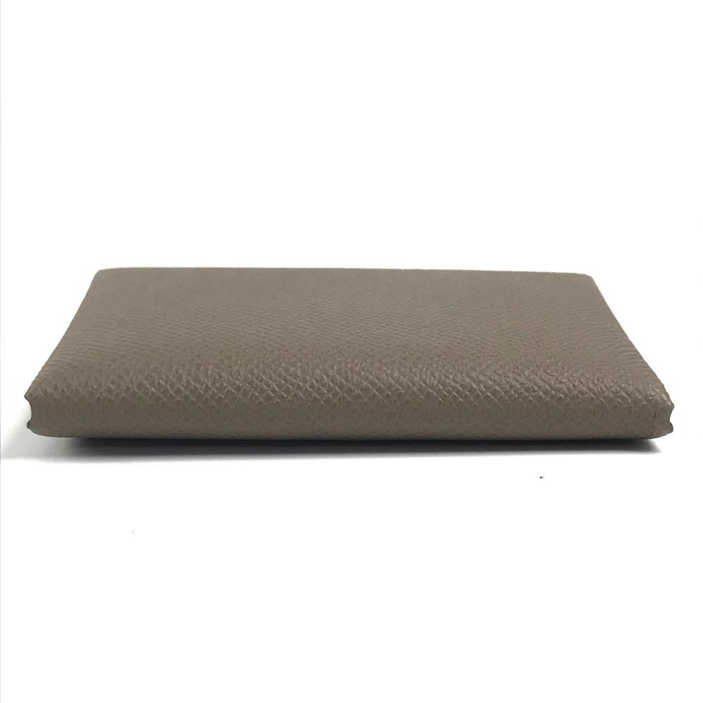 HERMES Two fold Calvi Duo Card Case Wallet coin purse Epsom Etoupe gray Unused