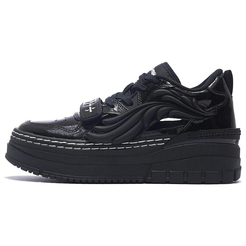 SMFK X Li Ning Wave Platform Low Top Skateboard Shoes Women's Black AGCS370-1