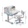 Kids Functional Desk and Chair Set Height Adjustable Children School Study Table Chair Set with Cartoon Pattern Ergonomic Desk Chair (Pink, Blue)