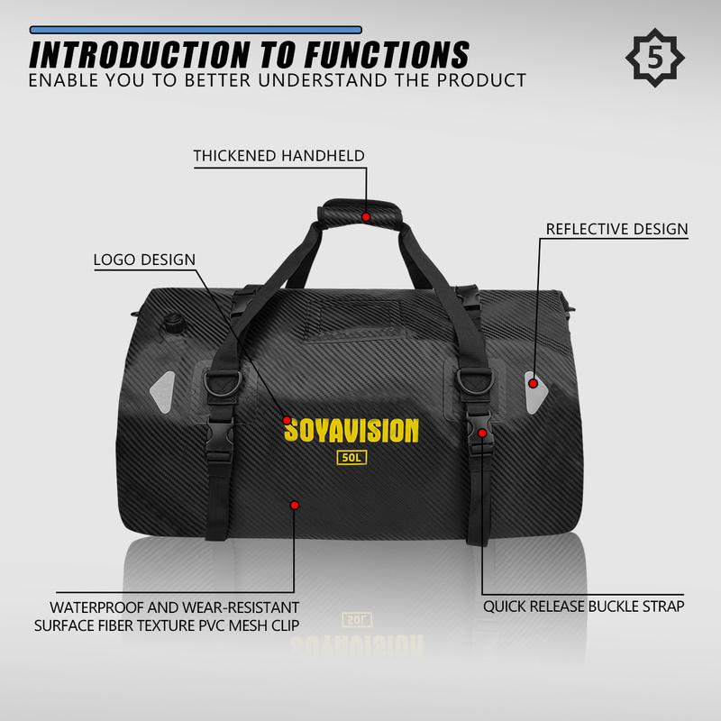 20L 50L 70L 100L 40L 66L Motorcycle Waterproof Tail Bag Travel Outdoor Dry Luggage Roll Pack Bag Motorcycle Seat Bag