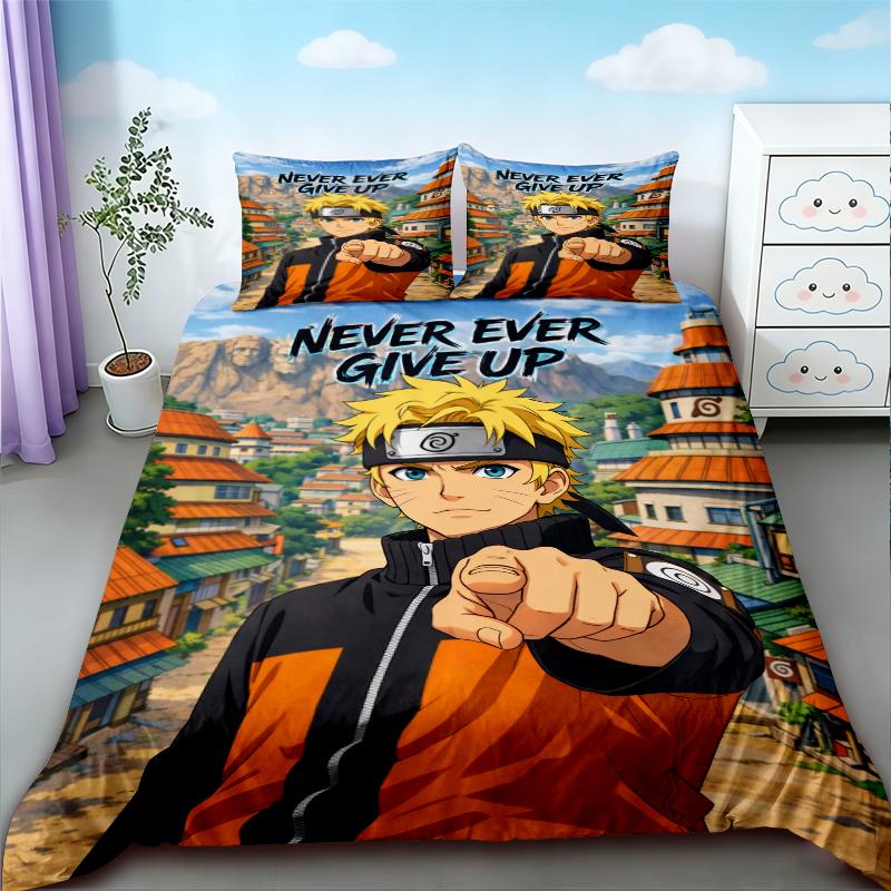 Duvet Cover Anime Uzumaki Naruto Bedding Set Pillowcase Bedclothes Suit Single Double Quilt Cover Bedspead Bedroom boys bests