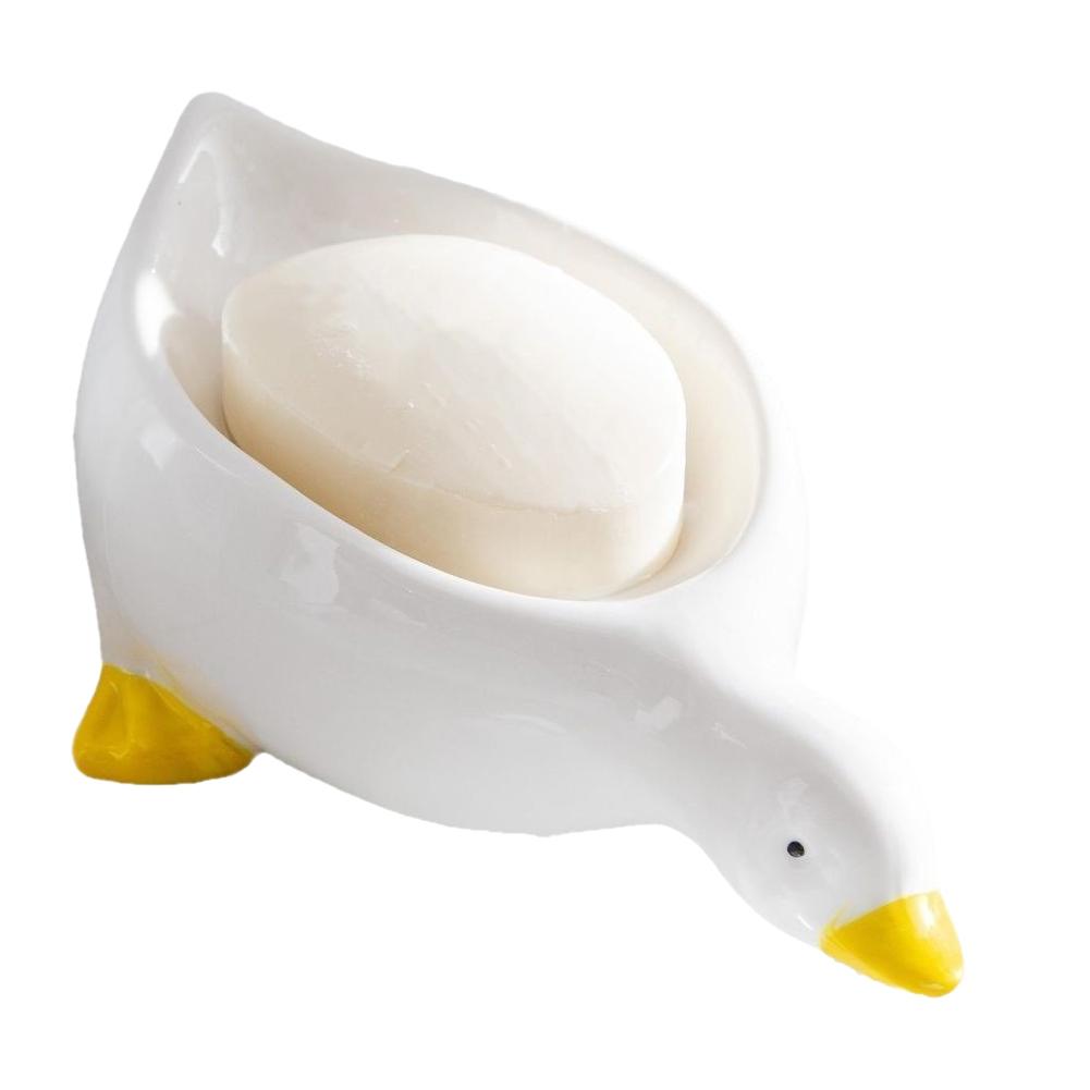 

Soap Tray Self-draining Soap Rack Cute Duck-shaped Creative Rack for Shower Bathroom Kitchen Tub Sink Tray Bracket Bathroom белый