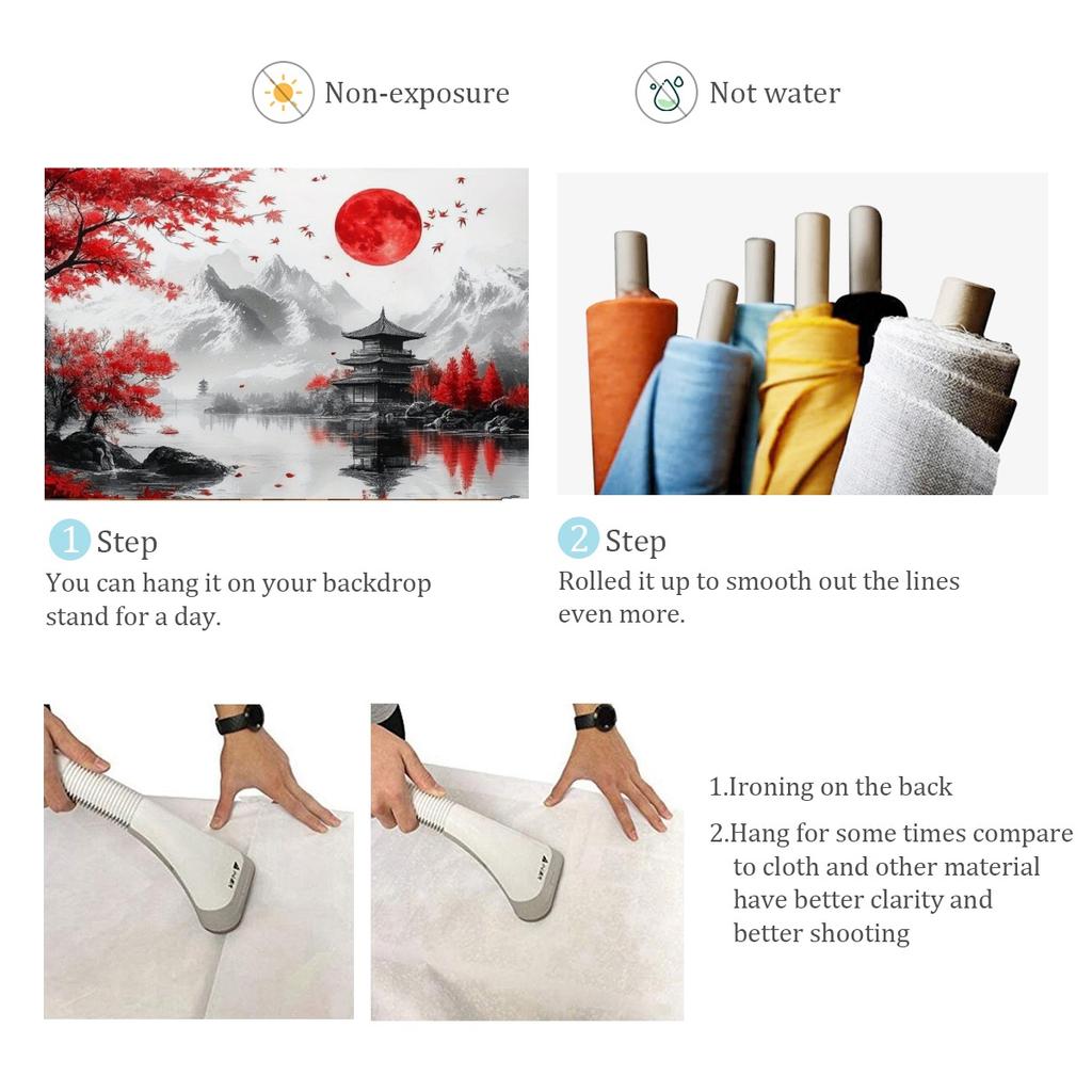 Japanese Landscape Theme Ink Painting Backdrop Red Cherry Blossom Scenery Poster Banner Art Home Decor Photo Background Props2195