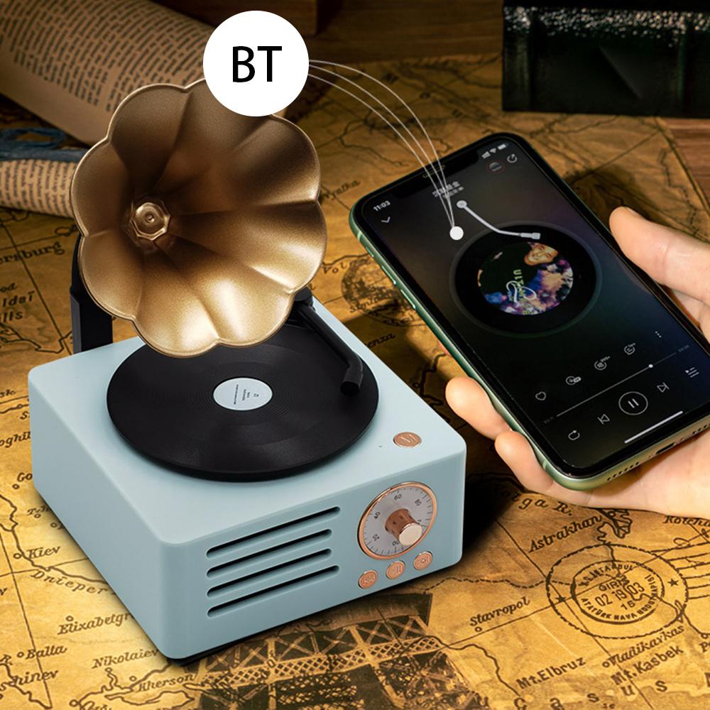 

T15 Desktop Wireless Speaker Retro Vinyl Record Design Bluetooth-compatible Speaker (Standard Version) Classic Blue