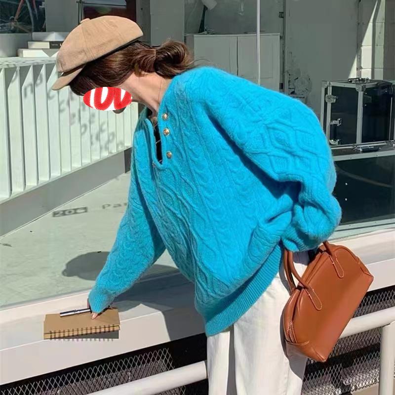 Herbst und Winter Damen Pullover Twist Temperament sanfter fauler Wind Pullover gestrickt Top lose Oberbekleidung Flut