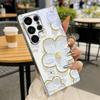 Gilded Impasto Bloom Electroplated Silver Phone Case For Samsung A31 A22 A32 A42 A52 A72 A13 A36 A56 A07 A17 A37 A57 Glass Cover