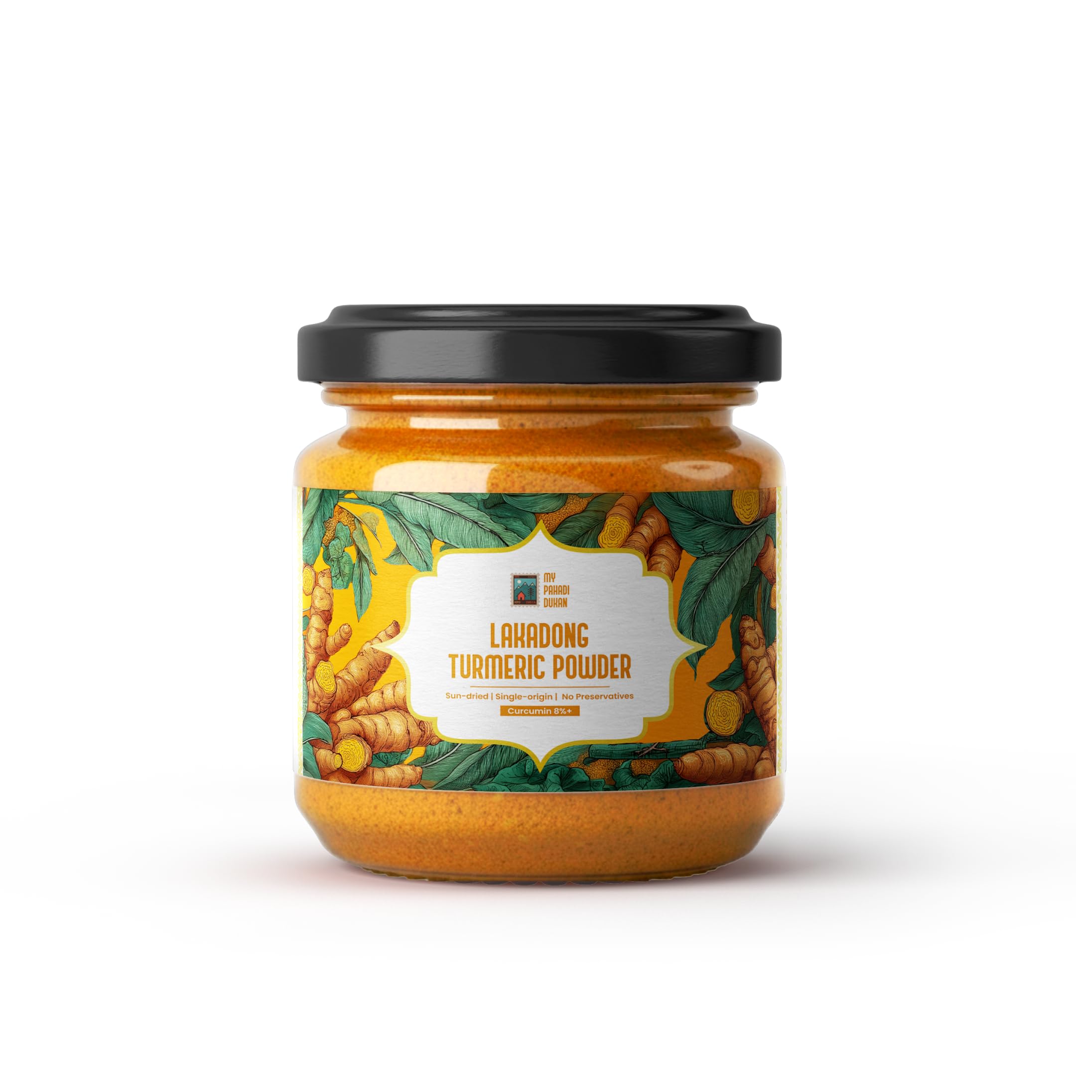 My Pahadi Dukan Lakadong Turmeric Powder 100g, Single-Origin, 8-10% Curcumin, Hand-Harvested & Sun-Dried, Pure & Chemical-Free Haldi, Strong Arom