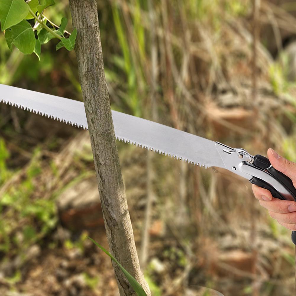 Gartensäge, arbeitssparende Säge mit gebogener Kante und dickem Ast, mit Scheide zum Fällen und Beschneiden von Obstbäumen
