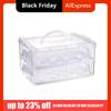 2 Tier Cupcake Carrier Transparent Rectangle Cupcake Storage Box with Lid and Handle 24 Grids Cupcake Containers Picnic