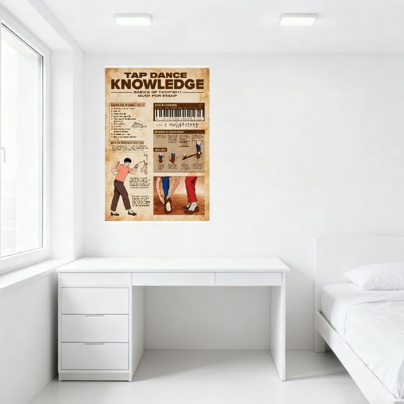 Vintage Tap Dance Knowledge Tin Sign Basics of Trombone Music Rhythm & Footwork Illustration Wall Decor for Home Cafe Bar Man Ca