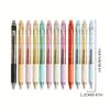 6/12 Colors Glitter Thermo-Erasable Gel Pens Retractable Push-Type Quick-Dry Smooth Writing 0.5mm Black & Assorted Ink