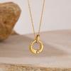 Gold Circular Ring Pendant Necklace – Dainty CZ Crystal Minimalist Jewelry, Elegant Everyday Gift for Women