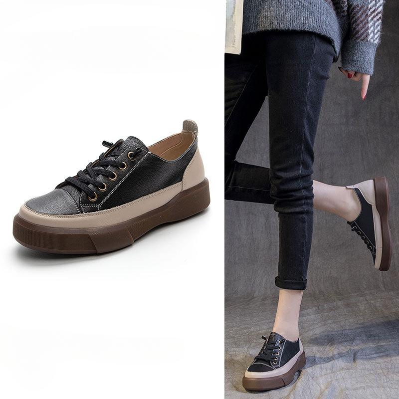 New Soft-soled Low-top Single Shoes Large-sized Retro Flat Round-toe Women's Shoes