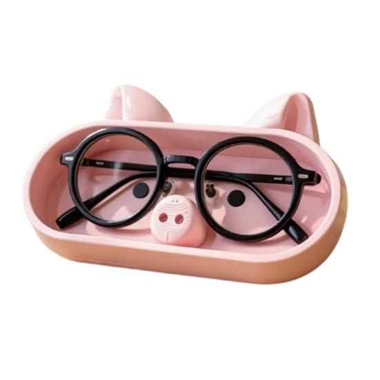 Niedliche Schweinchen Brillen Aufbewahrungsbox, 3D Gedruckter Brillenhalter, Cartoon Sonnenbrillen Displayständer für Schreibtisch, Kreativer Schlüsselaufbewahrung Kleinteile Organizer,