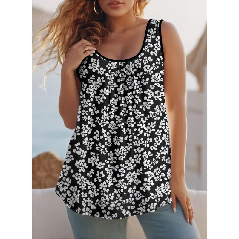 Women's 3D Printed O-Neck Vest Casual Sports Sleeveless T-shirt